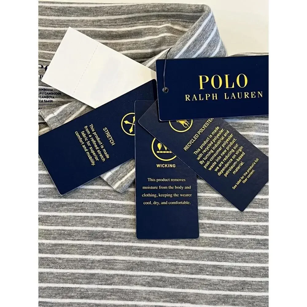 NWT Polo Ralph Lauren  STRIPE LOGO BIG&TALL Size 4XLT Polo Gray Shirt